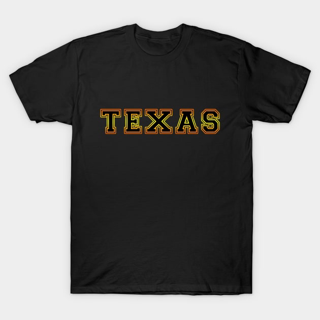 Texas Golden College Gold and Black T-Shirt by HighBrowDesigns